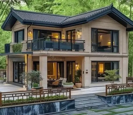 Çağdaş iki katlı hafif çelik villa modeli